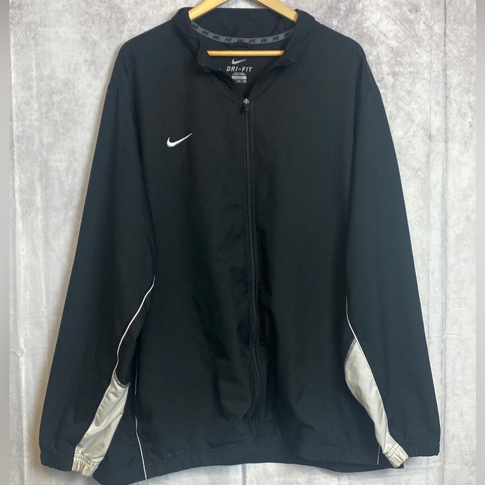 NIKE DRI-FIT - Men's Full Zip Black Windbreaker Jacket - Size 3XL Black